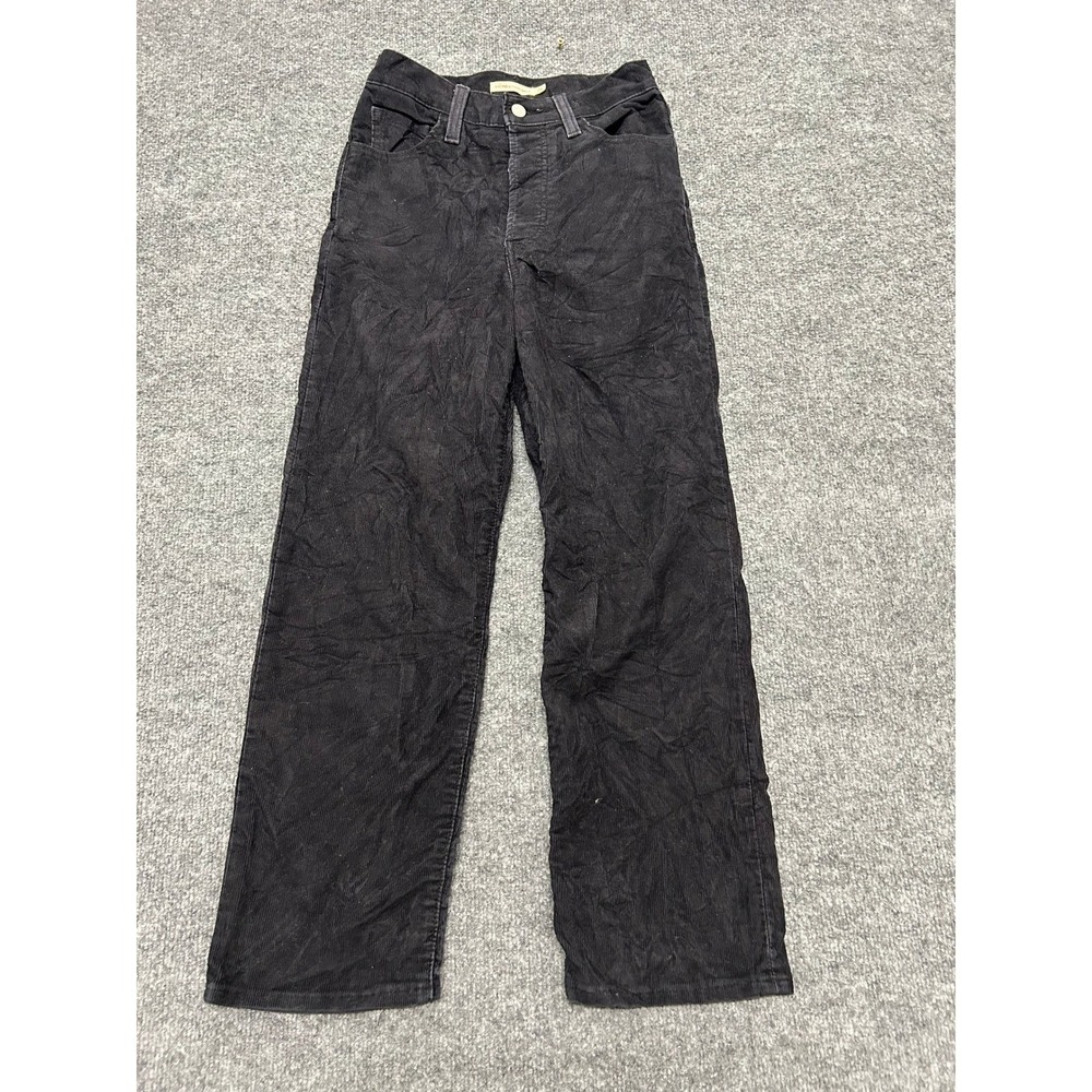 Levi's Corduroy Pants Womens Size 26 Black Ribcage Straight Ankle High Rise